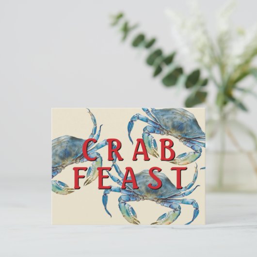 Retro Watercolor Crab Fee Postkarte (Stehend Vorderseite)