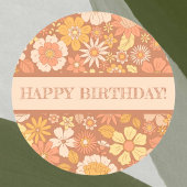 Retro Watercolor Floral Happy Birthday Card