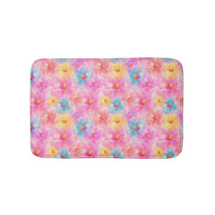 Retro Watercolor Floral Muster Badematte