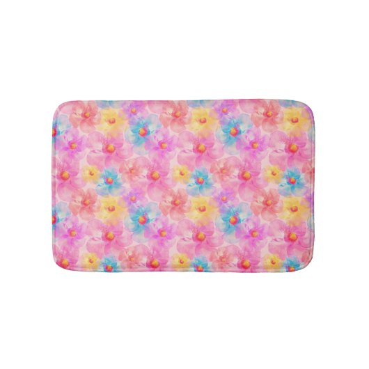 Retro Watercolor Floral Muster Badematte (Vorderseite)
