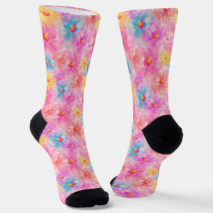 Retro Watercolor Floral Muster Socken