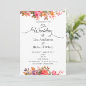 Retro Watercolor Florals Einladung (Stehend Vorderseite)