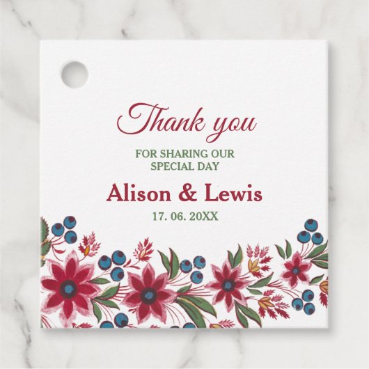 Retro Watercolor Florals Geschenkanhänger (Vorderseite)