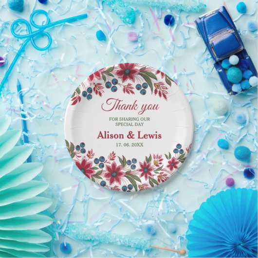 Retro Watercolor Florals Pappteller (Party)