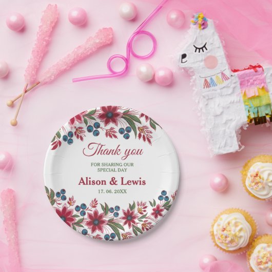 Retro Watercolor Florals Pappteller (Party)