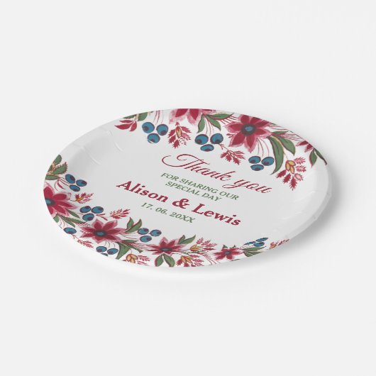 Retro Watercolor Florals Pappteller (Schrägansicht)