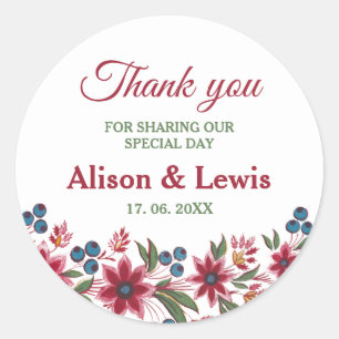 Retro Watercolor Florals Runder Aufkleber