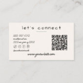 Retro Watercolor Green Stripes Neutral QR Code Visitenkarte (Rückseite)