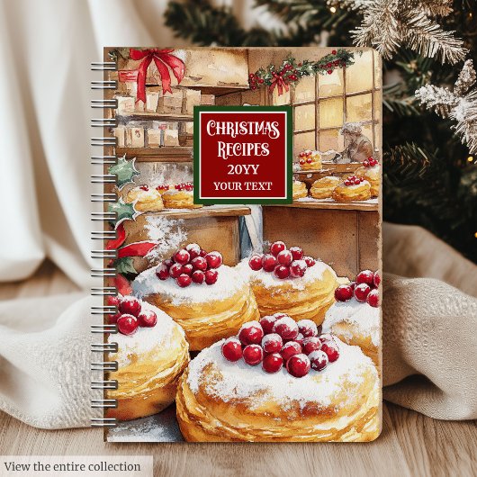 Retro Watercolor Holiday Rezept Planer Notizblock