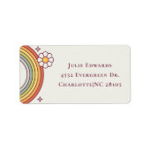 Retro Watercolor Rainbow Boho Adressetikett (Vorne)