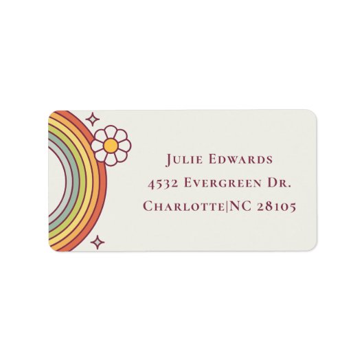 Retro Watercolor Rainbow Boho Adressetikett (Vorne)