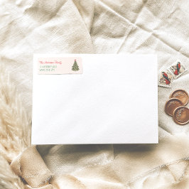 Retro Watercolor Red Green Christmas Bow Tree