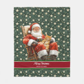 Retro Watercolor Santa Claus Holiday Blanko Fleecedecke (Vorderseite)
