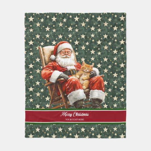 Retro Watercolor Santa Claus Holiday Blanko Fleecedecke (Vorderseite)