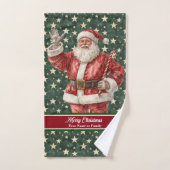 Retro Watercolor Santa Custom Badetuch Set (Handtuch)