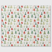 Retro Watercolor Weihnachtsbaumen Weihnachten Geschenkpapier (Flach)