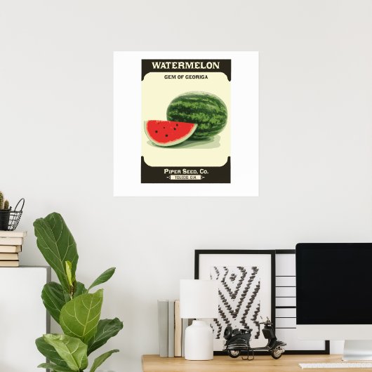 Retro Watermelon Seed Packet Melon Poster Print (Heimbüro)