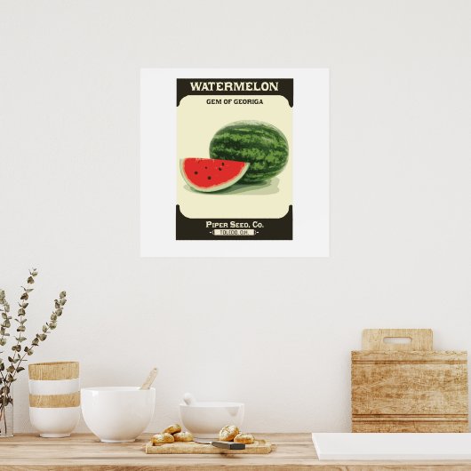 Retro Watermelon Seed Packet Melon Poster Print (Küche)