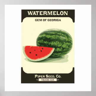 Retro Watermelon Seed Packet Melon Poster Print