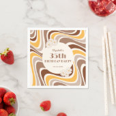 Retro Wave Artistic Blume Arch Brown Geburtstag Serviette (Beispiel)