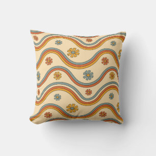 Retro Wave Blooms Kissen