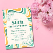 Retro Wave Blume Arch Green Yellow Birthday Einladung