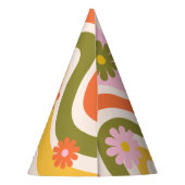 Retro Wave Blume Green 40. Geburtstag Willkommen Partyhütchen (Rückseite)