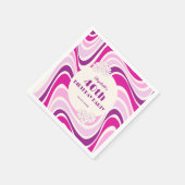 Retro Wave Blume Lila Rosa Geburtstag Serviette (Ecke)