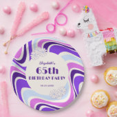 Retro Wave Blume Violet Blue Geburtstag Pappteller (Party)