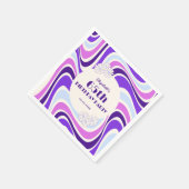 Retro Wave Blume Violet Blue Geburtstag Serviette (Ecke)