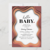 Retro Wave Burnt Orange Baby Dusche Einladung (Vorderseite)