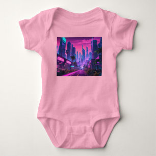 Retro Wave Cyberpunk City Baby Strampler