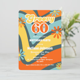 Retro Wave Daisies Groovy 60. Grüner Geburtstag Einladung
