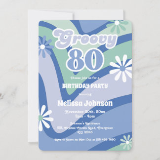 Retro Wave Daisies Groovy 80. Einladung