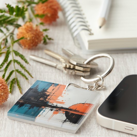 Retro Wave Design 02 Akryllischer Schlüsselanhänge Schlüsselanhänger (Vorderseite rechts)