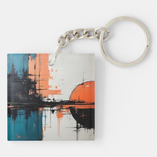 Retro Wave Design 02 Akryllischer Schlüsselanhänge Schlüsselanhänger (Rückseite)