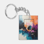 Retro Wave Design 04 - Schlüsselanhänger (Vorderseite links)