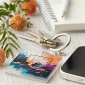 Retro Wave Design 04 - Schlüsselanhänger (Vorderseite rechts)