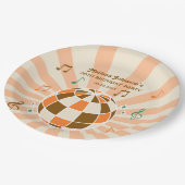 Retro Wave Disco Ball Musikalisches Orange Geburts Pappteller (Schrägansicht)