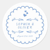 Retro Wave Doodle Illustrierte handgeschriebene Ho Runder Aufkleber (Vorderseite)