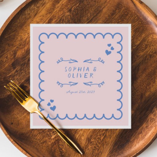 Retro Wave Doodle Illustrierte handgeschriebene Ho Serviette