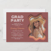 Retro Wave Foto Graduation Party Einladung (Vorderseite)