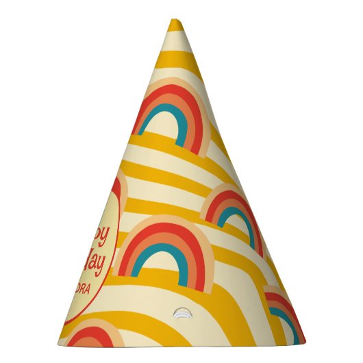 Retro Wave Funky Rainbow Groovy Party Hat Partyhütchen (Rechts)