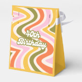 Retro Wave Groovy Blume Green 40. Geburtstag Geschenkschachtel (Rückseite)
