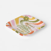 Retro Wave Groovy Blume Green 40. Geburtstag Pappteller (Gewinkelt)