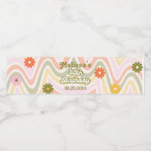 Retro Wave Groovy Blume Green 40. Geburtstag Wasserflaschenetikett (Einzelnes Label)