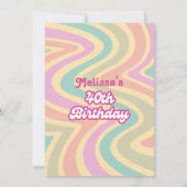 Retro Wave Groovy Blume Lila 40. Geburtstag Einladung (Rückseite)