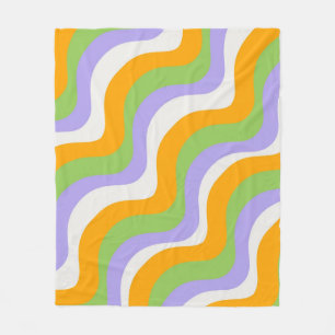 Retro Wave Groovy Curl Layer Abstrakt Y2k Muster Fleecedecke