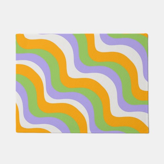 Retro Wave Groovy Curl Layer Abstrakt Y2k Muster Fußmatte (Vorderseite)