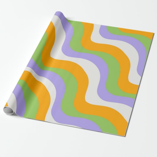 Retro Wave Groovy Curl Layer Abstrakt Y2k Muster Geschenkpapier (Ungerollt)
